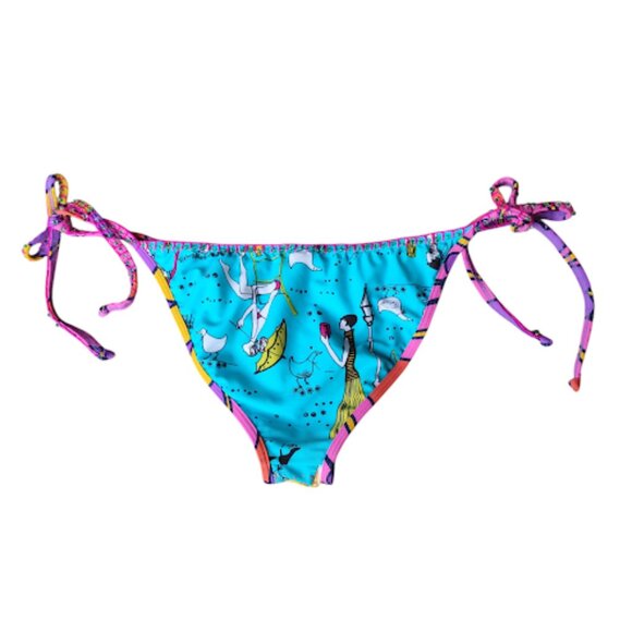 AGUA BENDITA Beaded Embellished Adjustable Side Tie Bikini Swimsuit Bottoms L - Picture 2 of 9